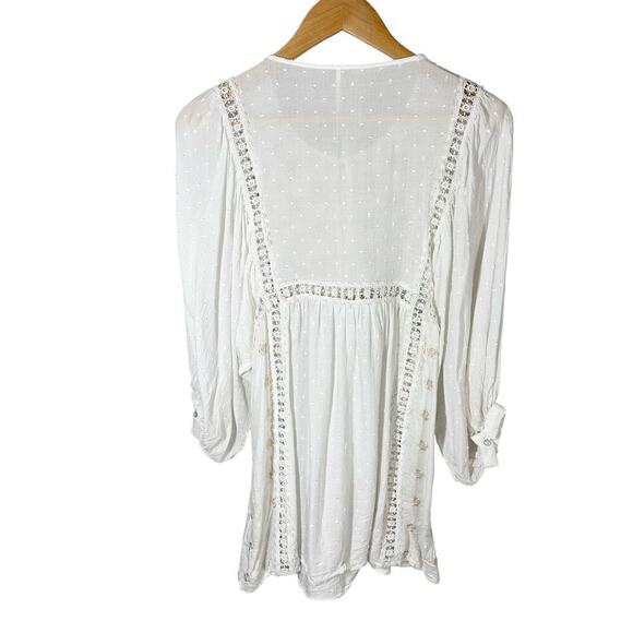 Free People Charlotte Tunic Top Dress Embroidered Feminine Boho Ivory Small - Picture 2 of 11